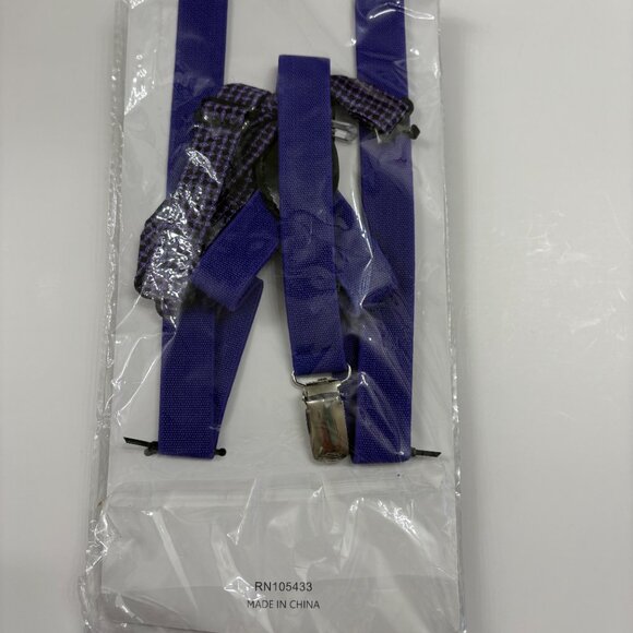 Bow Tie and Suspender Set - Boys SZ- 8-12 Years - NWT - Purple & Black - Picture 7 of 7